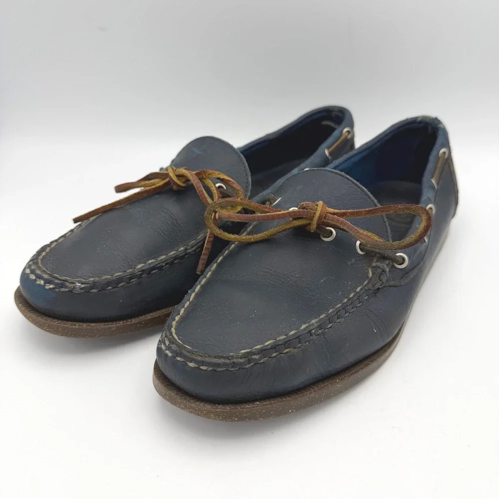 Northland Mens 9.5 Shoes Navy Blue Loafers Leather Boat Casual Slip On Top Sider
